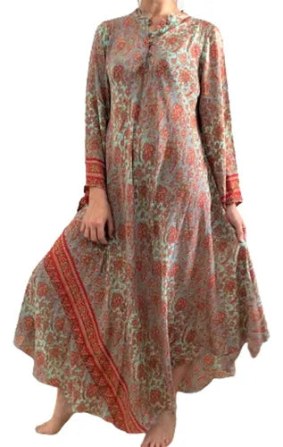 Vestido Mangas Oxford Importado Seda Hindú