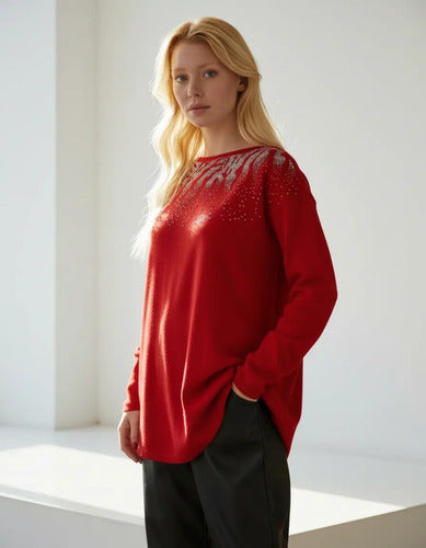 Sweater Tejido Strass Importado Amplio Hasta Xxl