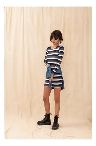 Vestido Corto Manga Larga Morley Lurex