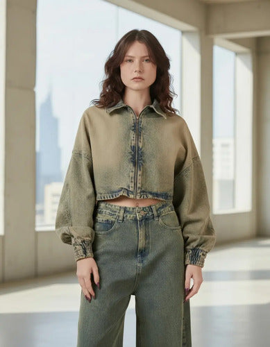 Campera De Jean Corta Modelo Amplio Oversize