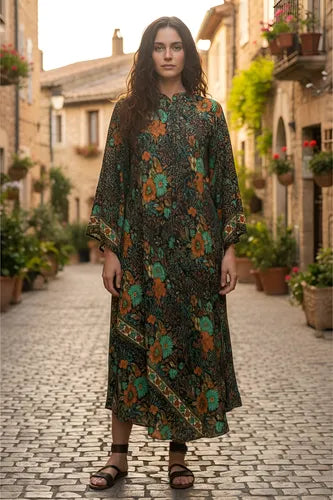Vestido Mangas Oxford Importado Seda Hindú