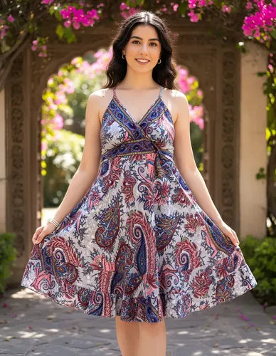 Vestido Solero Importado India Fiesta Boho T/ Rapsodia Holi