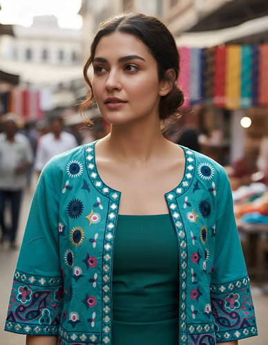 Saco Chaqueta Bordada De India