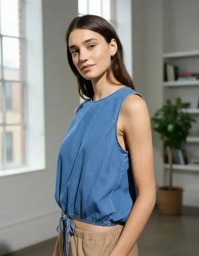 Blusa De Jean Denim Sin Mangas