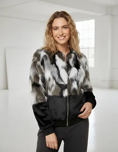 Campera De Piel Sintética Y Peluche Negro M Piel