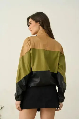 Buzo De Eco Cuero Modelo Amplio L Tricolor Lisa