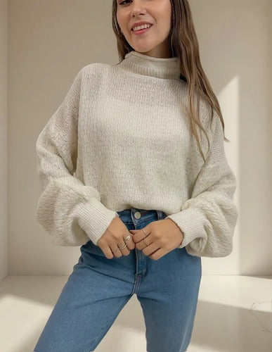 Sweater  Media Polera Tejido Manga Globo Grande Xxl