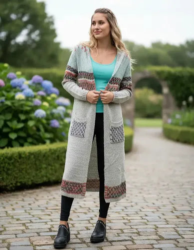 Saco Largo Tapado Tejido Importado Estilo Boho Folk
