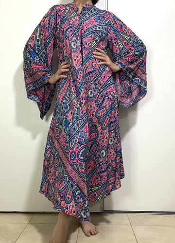 Vestido Mangas Oxford Importado Seda Hindú