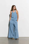 Top De Jean Denim Nuevo 2da Selección Celeste Liso L