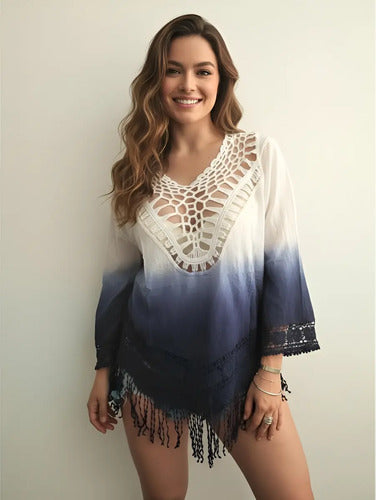 Camisa  Blusa Batik Puntilla Boho Hippie Chic Importada