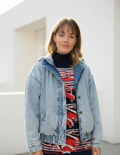 Campera De Jean Con Piel Importada
