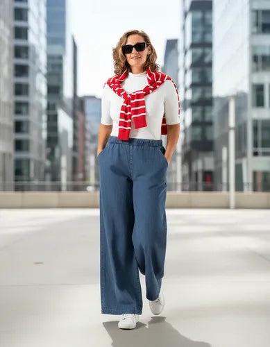 Pantalón Jean Palazzo Tajo Denim Talle Grande S A 3xl