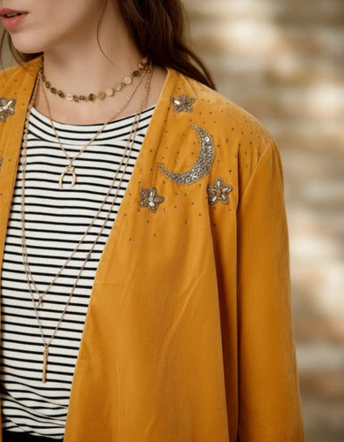 Chaqueta Saco Bordado Importado India Velvet Boho Oxford