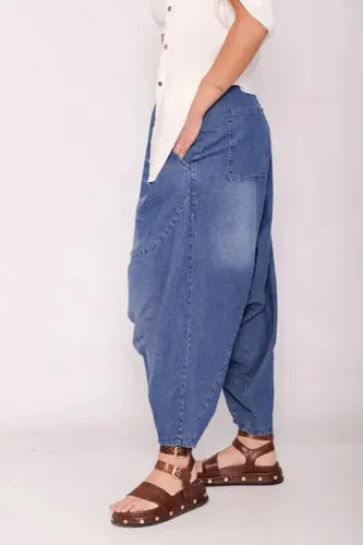 Pantalón Babucha Jean Thai Talle Especial 2da Selección Azul Liso M