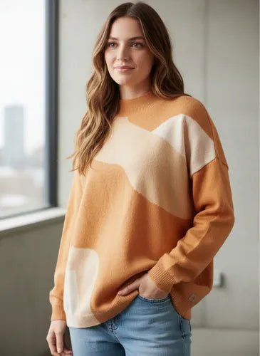 Sweater Pullover Colores  Tejido Amplio Beige Colores Único