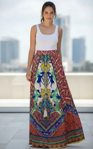 Pollera Larga Maxi Estampada
