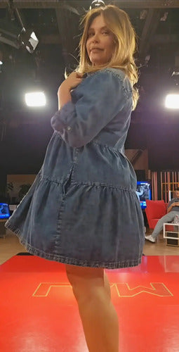 Vestido De Jean Denim Manga Larga