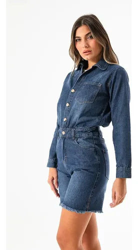 Mono Enterito Jean Corto Denim Rígido