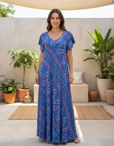 Vestido Largo Seda Boho Importado India Tipo Holi Rapsodia