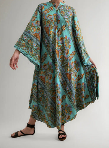 Vestido Mangas Oxford Importado Seda Hindú