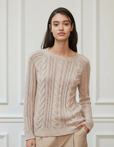 Sweater Chenille Tejido Ochos Calidad! Beige Ochos Único