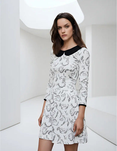 Vestido Estampado De Diseño Con Cuello