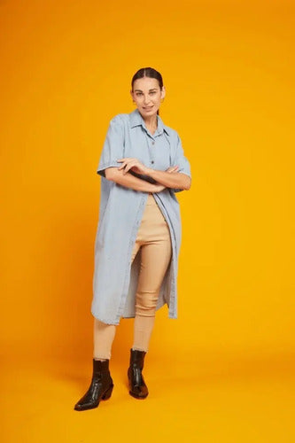 Camisa De Jean Larga Denim Nueva De 2da Selección Celeste Lisa L