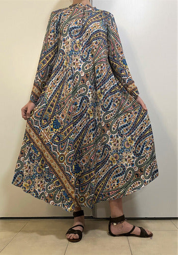 Vestido Mangas Oxford Importado Seda Hindú