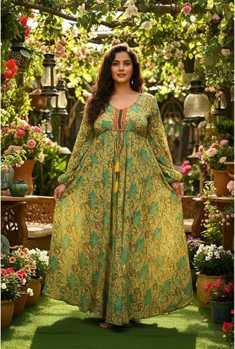 Vestido Boho Largo Seda Hindú Fiesta
