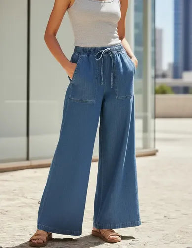 Pantalón Jean Oxford Denim Camisero Celeste Liso S