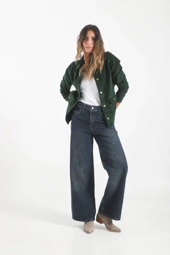 Campera Verde Botella Corderoy Verde L Liso