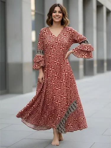 Vestido De India De Algodón Modelo Grande Hasta  Xxxl