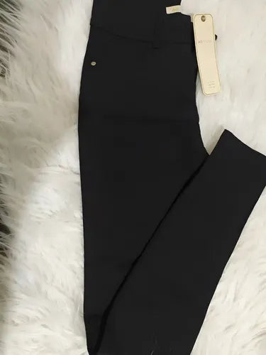 Pantalón Chupin Gabardina Oficina Uniforme Talle M 28 Negro Liso 28