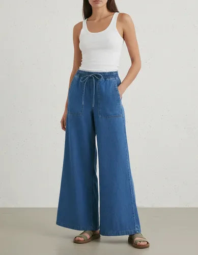 Pantalón Jean Oxford Denim Camisero Celeste Liso S