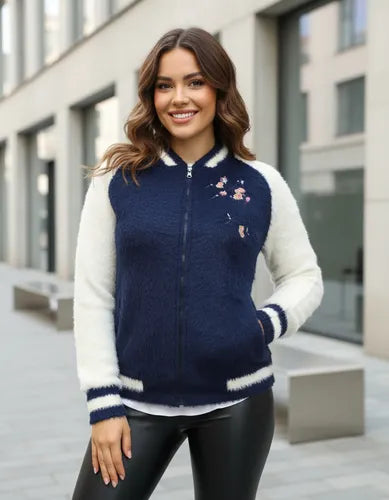 Campera Bomber Importada Bordada Pelo De Mono Extra Suave