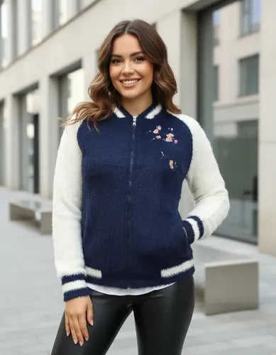 Campera Bomber Importada Bordada Pelo De Mono Extra Suave