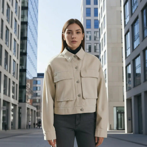 Campera Jean Cargo Denim Corta