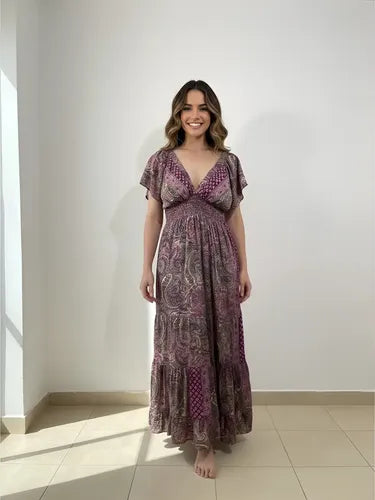 Vestido De Seda Hindú Largo Mod. 14
