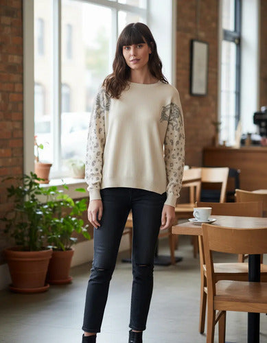 Sweater Importado Detalles Mangas Amplio Cod. 331 Hasta Xxl