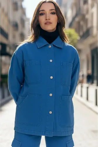 Saco Jean Campera Denim Talle Amplio Oversize