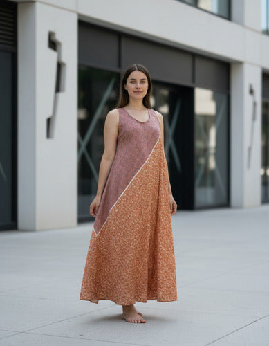 Vestido Solero Seda Hindu Importado Modelo Amplio