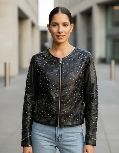 Campera Eco Cuero Importada Negro L Tachas