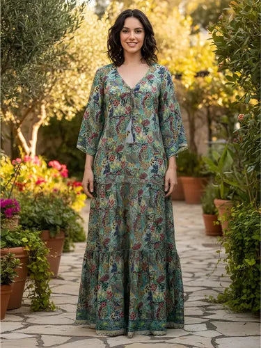 Vestido Seda Hindú India Fiesta