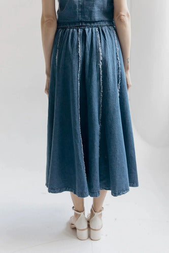 Pollera De Jean Larga Corte Evase Modelo Amplio