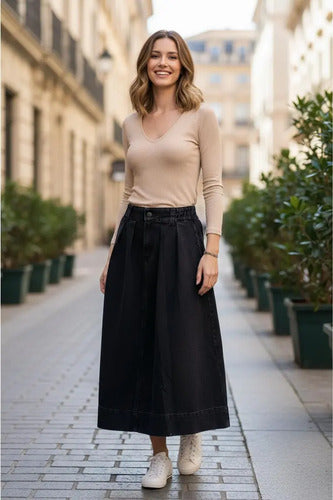 Falda Pollera Paisana Jean Larga