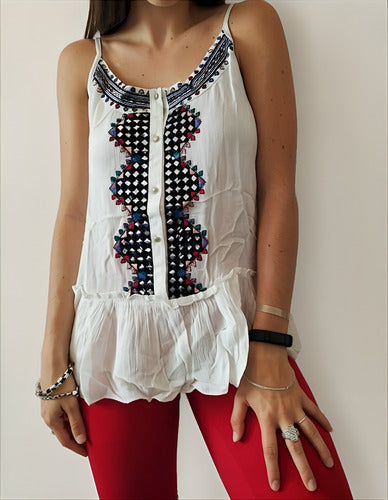 Musculosa Blusa Importada Bordada