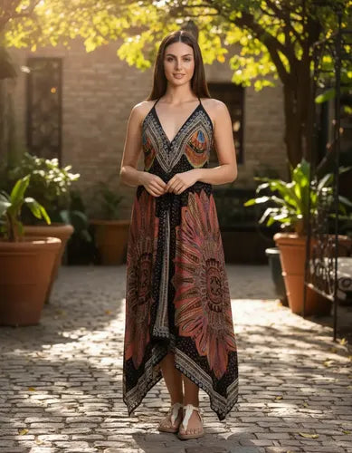 Vestido Solero Largo Importado India Boho Tipo Rapsodia