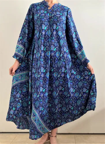 Vestido Mangas Oxford Importado Seda Hindú