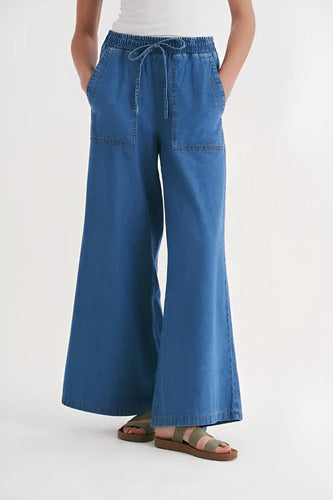 Pantalón Jean Oxford Denim Camisero Celeste Liso S